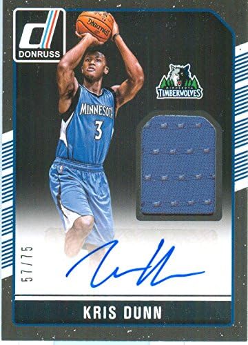 2016 Donruss Authentic Kris Dunn Rookie Autograph Game Worn Jersey Patch Card