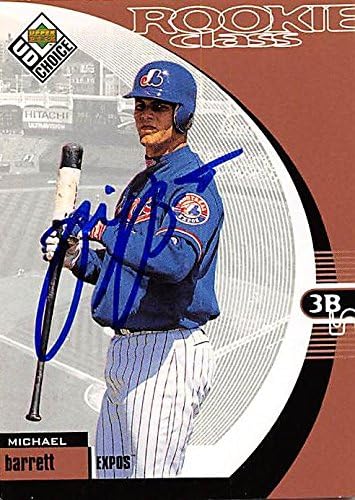 Autograph Warehouse 244891 Michael Barrett Autographed Baseball Card - Montreal Expos44 FT 1999 Upper Deck Rookie Class - No. 8