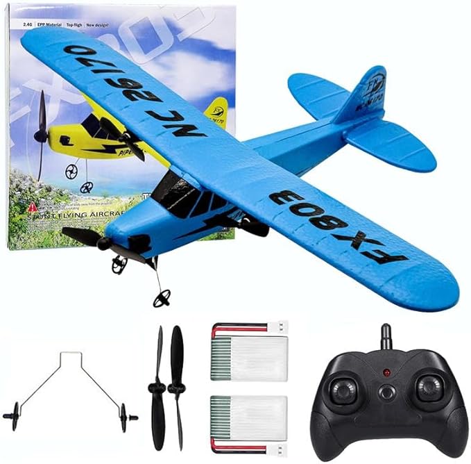 J-3 Plus RC Plane for Kids - 2CH Remote Control Airplane with Foam Body Easy Ready to Fly Outdoor Glider Toy for Boys &amp Girls Ages 8-12