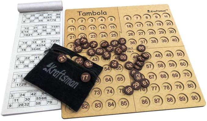 MilesMagic Portable Wooden Bingo Board Game | Housie Tambola Mind Game | Fun and Entertainment Number Calling Party Games with 600 Different Tickets (Amazon Exclusive)