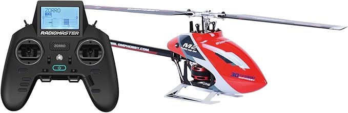 OMPHOBBY M2 EVO MK2 Ready To Fly RC Helicopter Outdoor Dual Brushless Motors Direct-Drive 6CH Remote Control Helicopters for Adults 3D RC Plane with Remote Control Mini Drone RTF Red