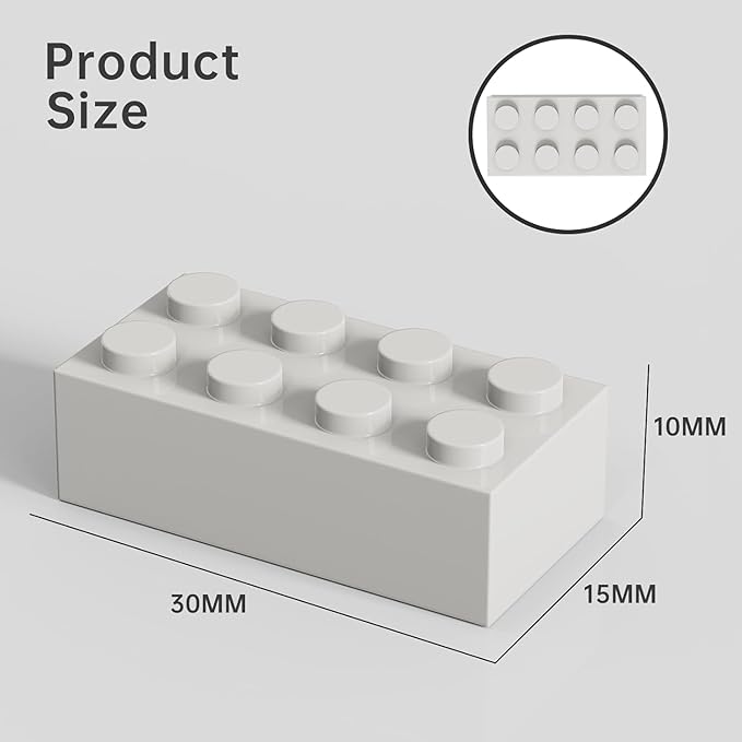 500 Piece Bulk 2x4 Building Bricks Compatible with Lego Flat White Bricks