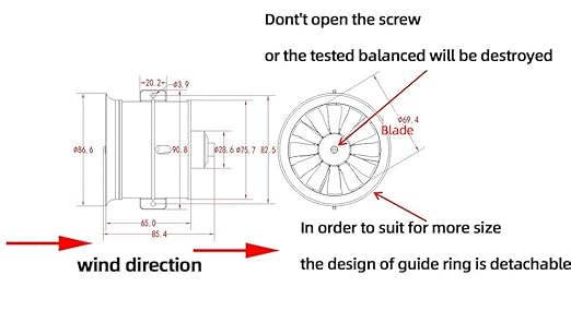 DD 70mm EDF 12 Blades Ducted Fan with 3400KV RC Brushless Motor Balance Tested for EDF 4S RC Jet Airplane