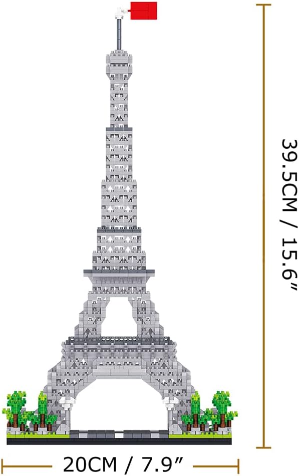 Eiffel Tower Paris Micro Brick Building Set (3585 Pieces) – Landmark Model Educational Toy Gift for Kids and Adults