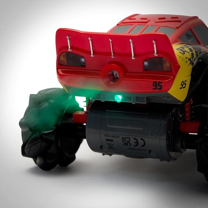 Disney Store Official Lightning McQueen Light-Up Remote Control Car - Lightning McQueen RC Car with Monster Truck Wheels 2.4GHz Radio Controlled RC Toy with 360° Spin &amp Light-Up Smoke Effect