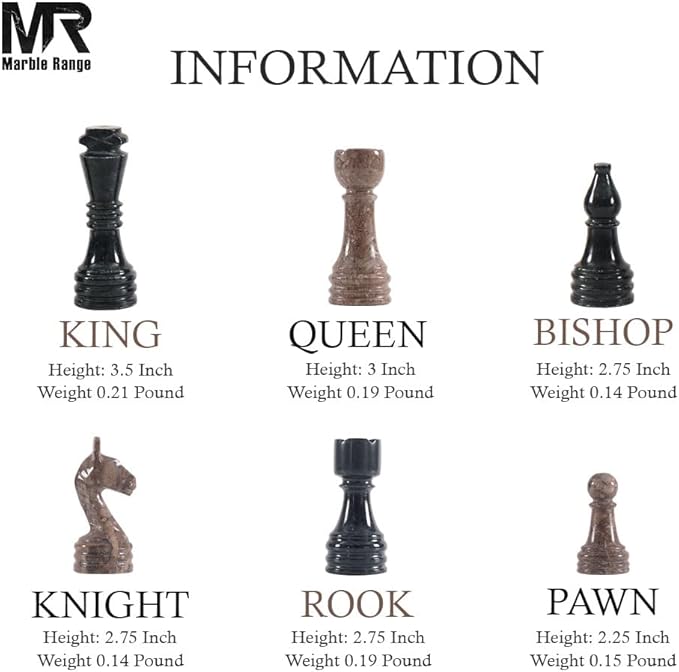 Marble Chess Set for Adults 15 Handmade Black &amp Oceanic Board Game with 32 Chess Pieces 2 Extra Queens &amp Storage Box Luxury Travel Game – Elegant Home Décor