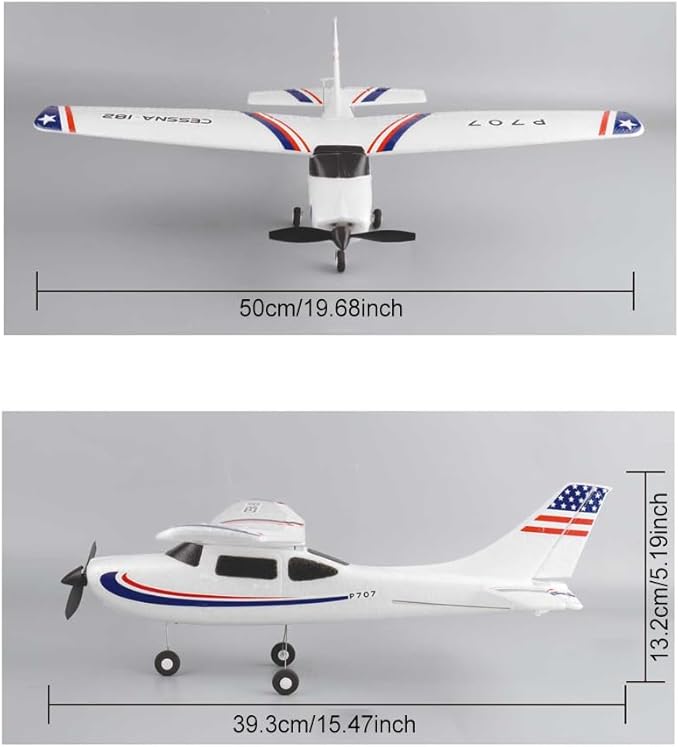 P707pro RC Airplane 3D6G Upgraded 2.4Ghz 3CH Fixed Wing RC Plane with 1020 Motor CESSNA-182 Remote Control Plane for Adults (Light Version)