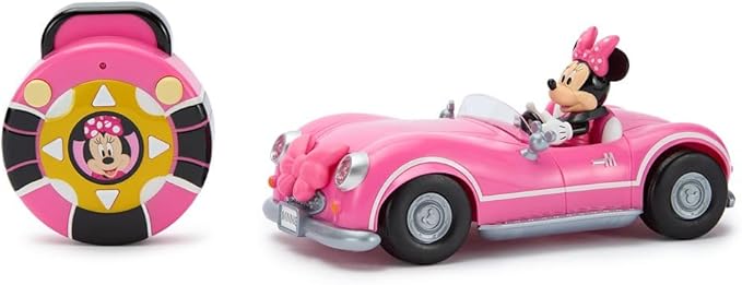Disney Store Official Minnie Mouse's Vintage Remote Control Car for Kids - Gloss Pink Convertible Roadster with Lights &amp Sounds Fun RC Car - Minnie Mouse Toy for Girls &amp Boys