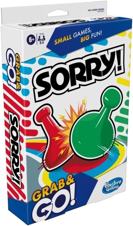 Hasbro Gaming Grab and Go Travel Games Set of 5- Sorry! Hungry Hippos Monopoly Guess Who? and Candy Land
