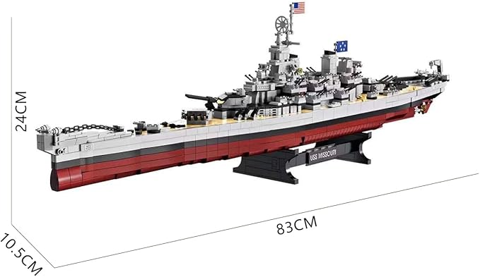 USS Missouri Aircraft Carrier Battleship Building Toys Set WW2 Navy Warship Battleship Building Set Military Building Block Set for Teens and Adults Army Toy for Collectors(2228 PCS)