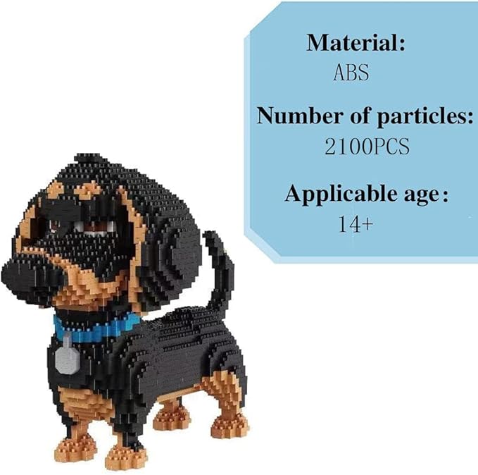 Mini Dog Building Blocks Pet Building Toy Bricks Micro Mini Blocks 3D Puzzle Building Blocks Set Toys Gifts for Kids or Adult (Black Dog 2100PCS)