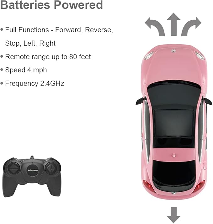 RASTAR Radio Remote Control 1/24 Scale Volkswagen Beetle Licensed RC Model Car (Pink)