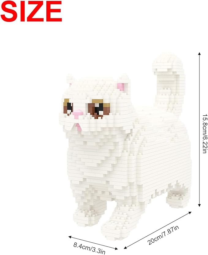 Larcele Cat Micro Building Blocks Animal Set DIY Mini 3D Building Toy Bricks Kit1196 Pieces KLJM-05 (Persian Cat)