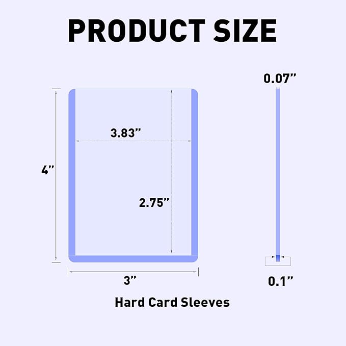 100ct 3x4 Hard Card Sleeves - 75pt Hard Plastic Trading Card Protector Rigid Clear Open-Top Card Sleeve Fits Standard Trading Baseball Game Collectible Cards