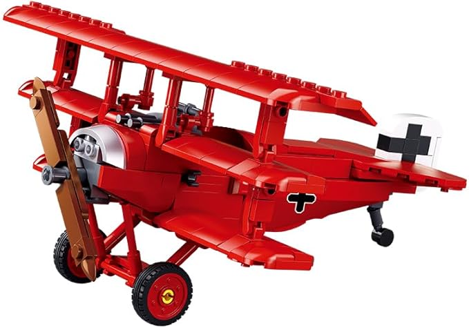 DAHONPA Fokker DR-1S Building Block Plane Set Airplane Model 281 Pieces Toy Military Army Airplane Building Bricks for Adults