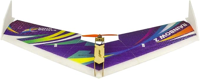 DW Hobby EPP Electric Micro Flying Wing Rainbow ZAGI Plane w/1000mm Wingspan Delta Wing Tail-Pusher Flying Aircraft for Toy Plane Model Aeroplane to Build (E0604)