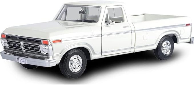 1977 F-150 Custom Pickup Truck White Timeless Legends Series 1/24 Diecast Model Car by Motormax 79386WH