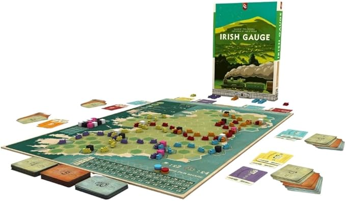 Capstone Games Irish Gauge Strategy Board Game for Ages 15+ | Economic Railroad Investment with Auction Bidding and Shareholding Route Expansion Euro Style Railway Network | 3-5 Players | 60 Min