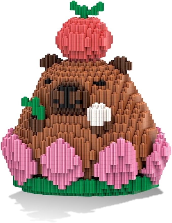 HOOLEDAY Animals Series Capybara Toy Micro Building Block Set 2110 Pieces with Lotus Base Design Decoration Present for Adults &amp Boys &amp Girls