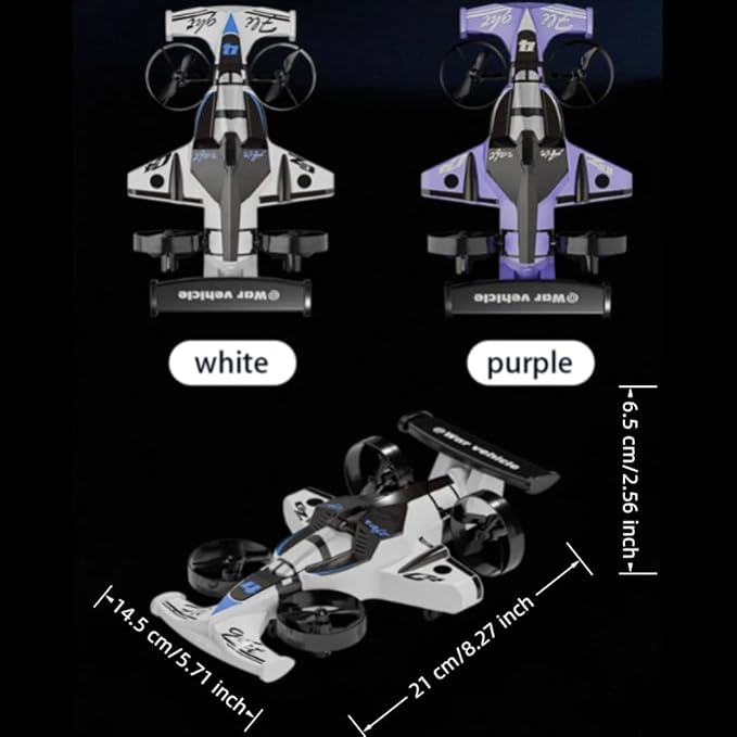 Racing car and drone combination remote-controlled flying car foam material. Features include one-key takeoff stable hovering racing mode and 360° aerial flips. An ideal and fun birthday gift.