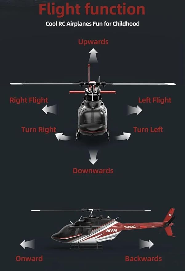 Hanll YUXIANG F08 Bell 206 RC Helicopter for Adults 1/27 2.4G 6CH Brushless Direct-Drive 6G Flybarless RC Helicopter with 6-Axis Gyro Optical Flow Positioning RTF/ 1 Battery
