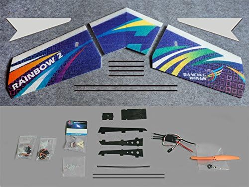 DW Hobby EPP Electric Micro Flying Wing Rainbow ZAGI Plane w/1000mm Wingspan Delta Wing Tail-Pusher Flying Aircraft for Toy Plane Model Aeroplane to Build (E0604)