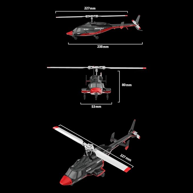 RC ERA A61 Air-Wolf RC Helicopter 1/52 Scale 2.4G 4CH Single Rotor Heli Military Aircraft with One-Key Start Altitude Hold Remote Control for Adults &amp Beginners