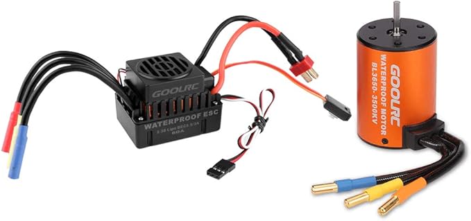 GoolRC Upgrade Waterproof 3650 3500KV Brushless Motor with 60A ESC Combo Set for 1/10 RC Car Truck