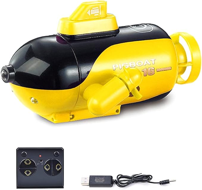 GoolRC Mini Remote Control Submarine RC Submarine 4-Channel Remote Control Boat Forward/Diving Backward/Surfacing Left Turn Right Turn Yellow
