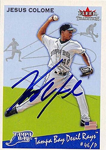 Sports Memorabilia Autograph Warehouse 247381 Jesus Colome Autographed Baseball Card 2002 Fleer Tradition No. 217 - Tampa Rays