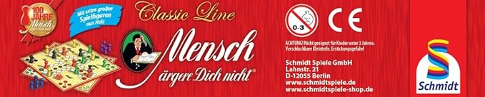Schmidt Spiele 49439 Mensch ärgere Dich Nicht in der Metalldose Classic Line with Extra Large Wooden Toy Figures
