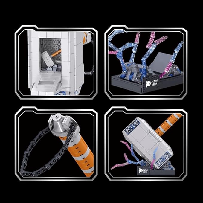 975PCS Thor Battle Hammer Building Blocks ToysCreative Super Hero Building Set Best Gift for 6+ Boys Girls or Adults