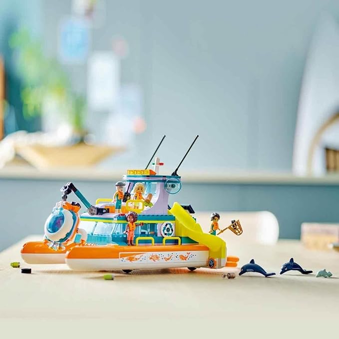 Lego 41734 Friends Sea Rescue Boat Set Animal Rescue Toy with Dolphin Animal Figures and Submarine Gift for Children Girls and Boys from 7 Years Eco Learning Toy
