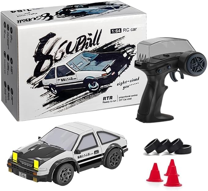1/64 Scale Drift RC Car 2.4Ghz Mini Sports Car 4WD RC Truck Model Toys Full Proportional with Replaceable Tires Gift for Adults and Kid