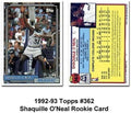 1992-93 Topps # Orlando Magic Shaquille O'Neal Rookie Card