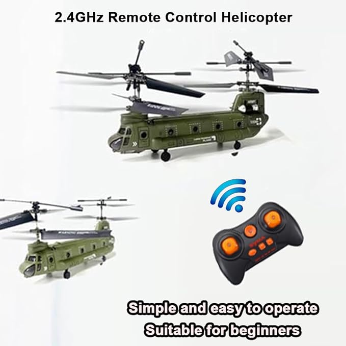 Remote Control Helicopter S026H Military Transport RC Helicopters with Altitude Hold One Key Take Off/Landing LED Light Low Battery Reminder Gyro RC Army Helicopter for Beginners