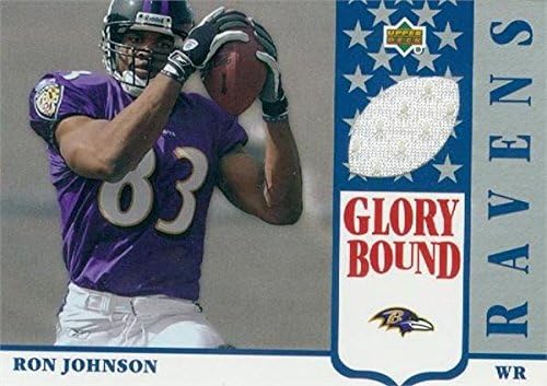 Sports Memorabilia Autograph Warehouse 343188 Ron Johnson Player Worn Jersey Patch Football Card - Baltimore Ravens 2002 Upper Deck Glory Bound No. GBJRJ Rookie