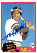 Sports Memorabilia Autograph Warehouse 245896 Max Venable Autographed Baseball Card - San Francisco Giants 1981 Topps - No. 484