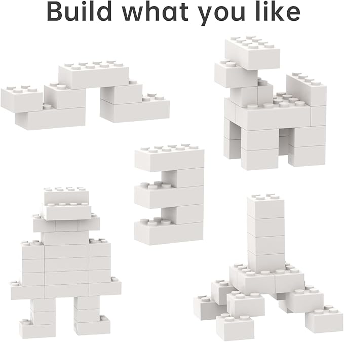 500 Piece Bulk 2x4 Building Bricks Compatible with Lego Flat White Bricks