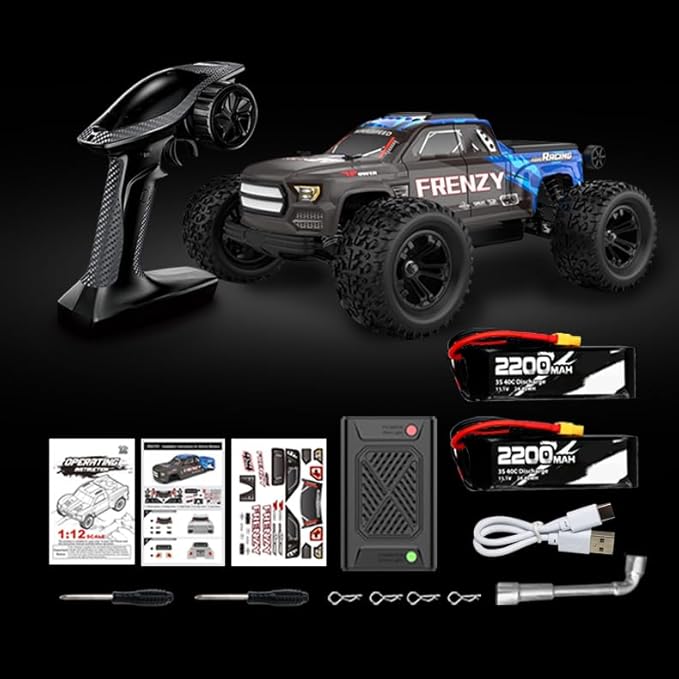 1/12 Brushless RC Cars for Adults RC Trucks 4x4 Offroad Waterproof Electric Powered High Speed Remote Control Car Fast Extreme All Terrain RC Truggy with 3S Battery for Snow Sand