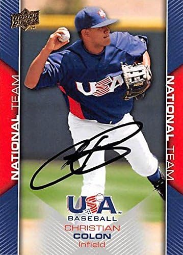 Sports Memorabilia Autograph Warehouse 302279 2009 Christian Colon Autographed No.USA2 Baseball Card - Team USA