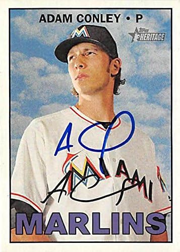 Sports Memorabilia Autograph Warehouse 302035 2016 Topps Heritage Adam Conley Autographed No.533 Baseball Card - Miami Marlins