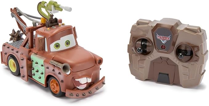 Disney Store Official Tow Mater Remote Control Car - Tow Mater Toy RC Car with Crash &amp Rebuild Features - 2.4GHz Radio Control - Futuristic Post-Apocalyptic Design -Includes Wireless Remote Contro