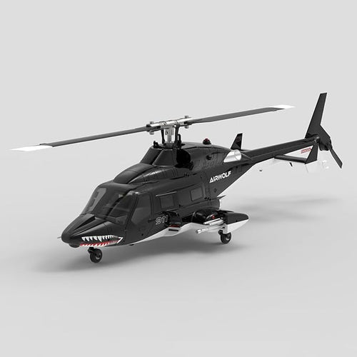 1/34 Scale AW-911 Air-Wolf RC Helicopter 2.4G 9CH Flybarless Airplanewith 6G/3D Stunt Mode and GPS Positioning (RTF Version/Mode 1/Mode 2)