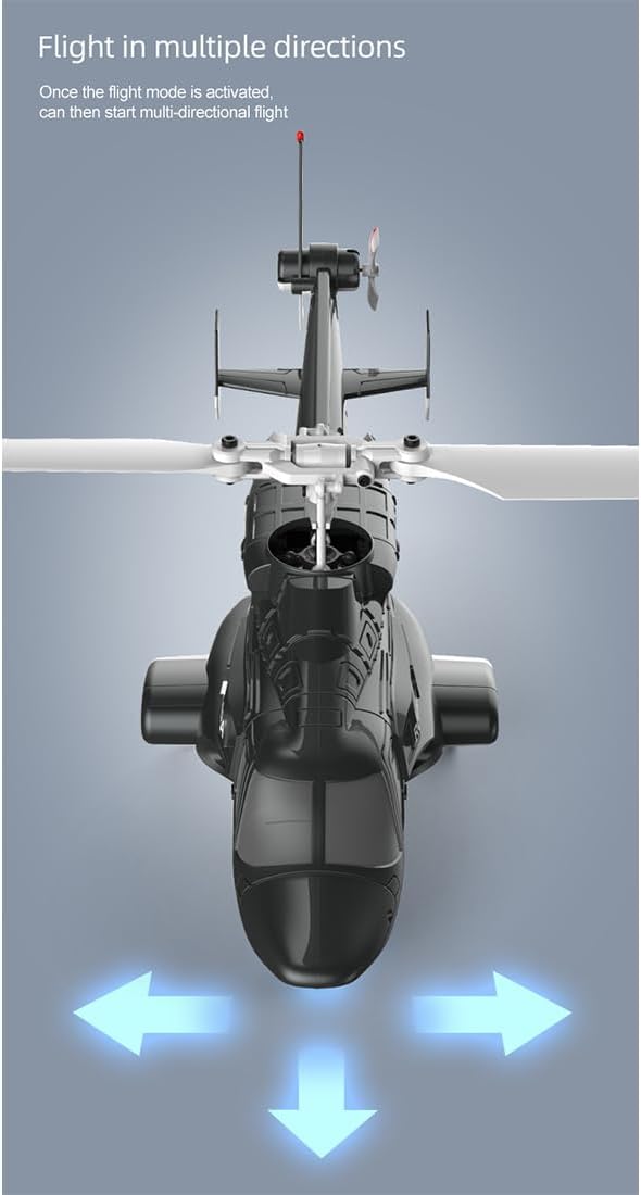 RC Helicopter Model A61 1/53 Scale Air-Wolf 2.4G 4CH Single Rotor RC Plane with Optical Flow Altitude Hold (RTF Version/Black and White) (Black White)