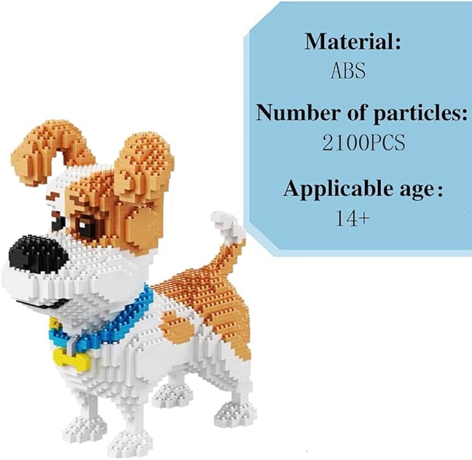Mini Dog Building Blocks Pet Building Toy Bricks Micro Mini Blocks 3D Puzzle Building Blocks Set Toys Gifts for Kids or Adult (Standing Mike Dog 2100PCS)