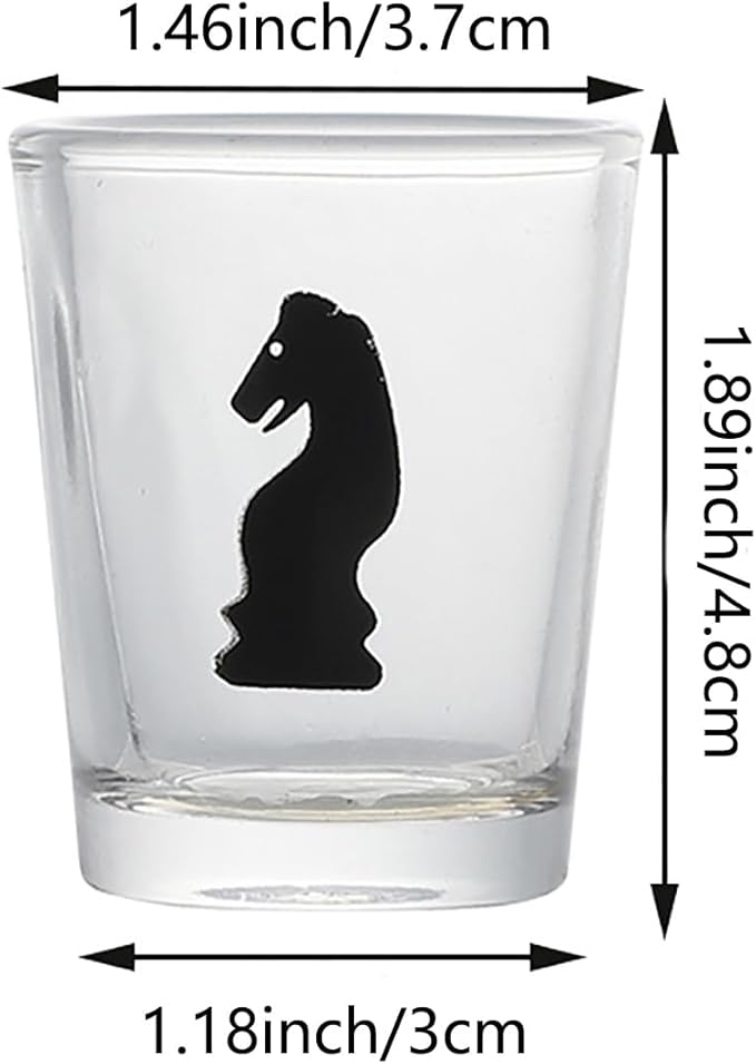 Shot Glass Chess Set – 13.78 Chess Board with 32 Mini 1.89 Shot Glass Pieces Fun Drinking Chess Game for Adults Party Game &amp Novelty Gift