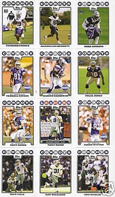 2008 Topps Dallas Cowboys Complete Team Set of 21 cards including Tony Romo Felix Jones rookie and more!