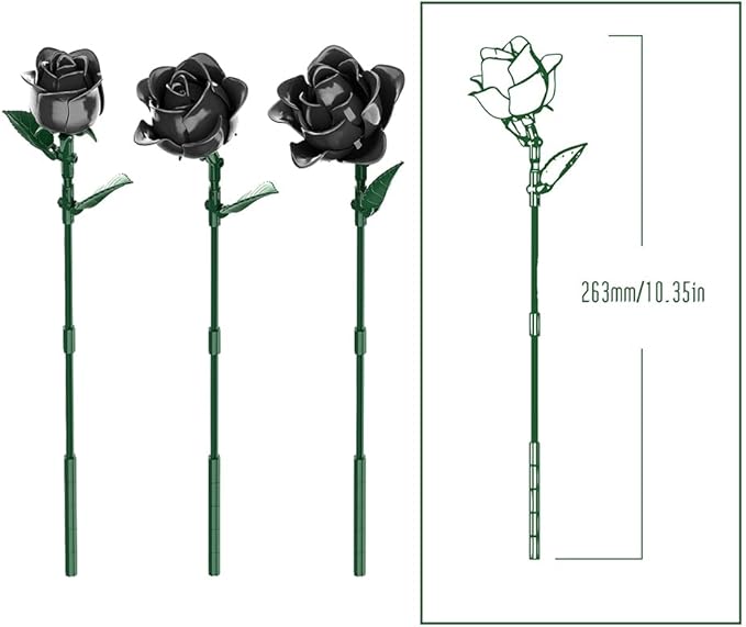 39094 Dark Rose Building Blocks Flower Set 585 Pieces of Floral and Plant Series Block Sets Adult Creative Enthusiast Model Gifts and Unique Collectibles Can be Used for Room Decoration