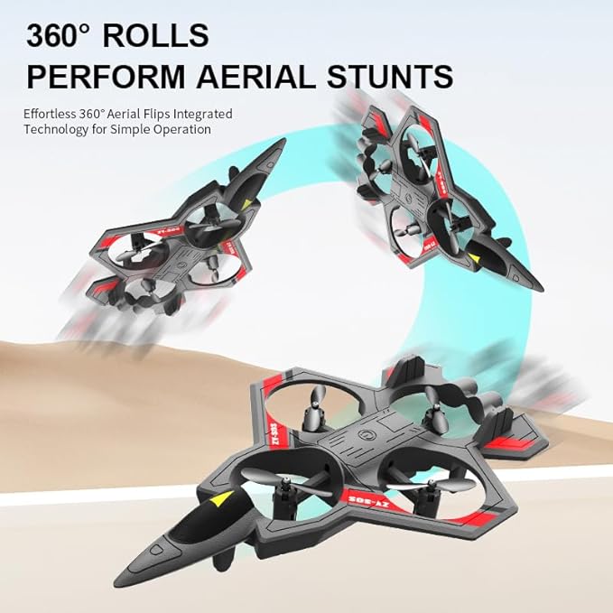 RC Planes with Light Remote Control Airplanes RC Airplane Fighter Jet 360° Flip Stunt Roll Drones for Men RC Airplane (Grey - Plastic)